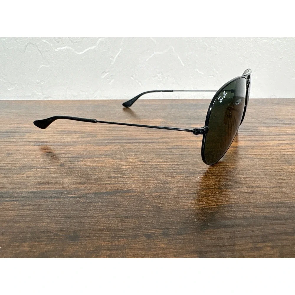 Ray-Ban RB3025 Aviator Large Metal Sunglasses Black Frame Green Lens L2823 58mm